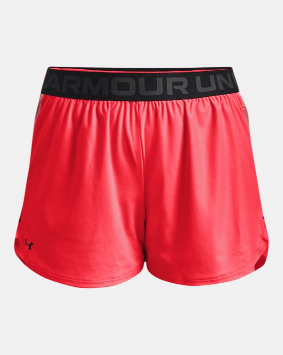 Women's UA Play Up Side Mesh Shorts, Red, pdpMainDesktop image number 4